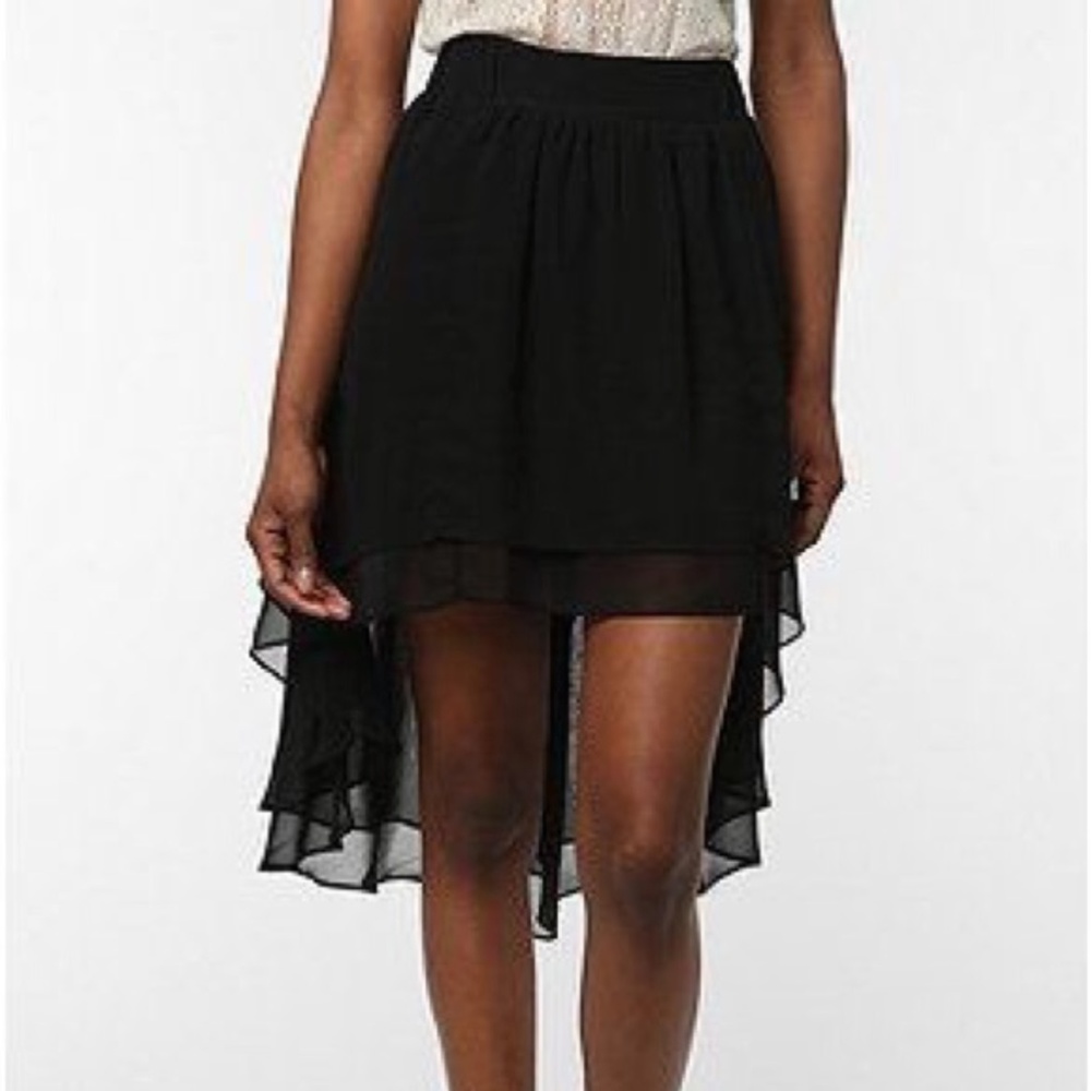 UO - Black Chiffon High-Low Skirt - Picture 1 of 3